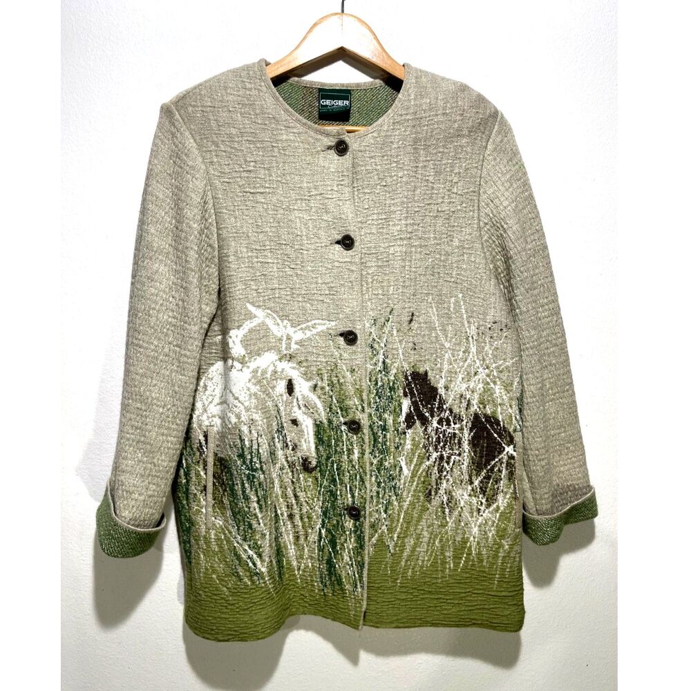 Geiger knitted blazer equestrian horses Australia made wool blend winter women L